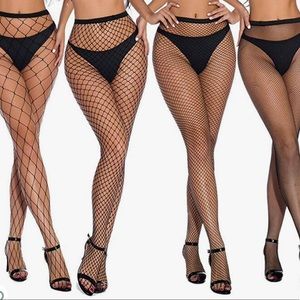 4 pairs black fishnet nylons otk garter socks stocking pantyhose lingerie sexy